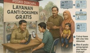 Petugas Dinas Registrasi Kependudukan Aceh mencetak KTP bagi warga terdampak banjir dan longsor di Aceh dokumen hilang akibat bencana