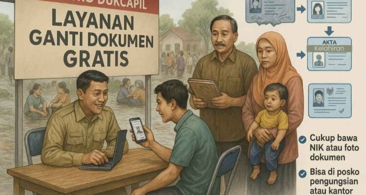 Petugas Dinas Registrasi Kependudukan Aceh mencetak KTP bagi warga terdampak banjir dan longsor di Aceh dokumen hilang akibat bencana