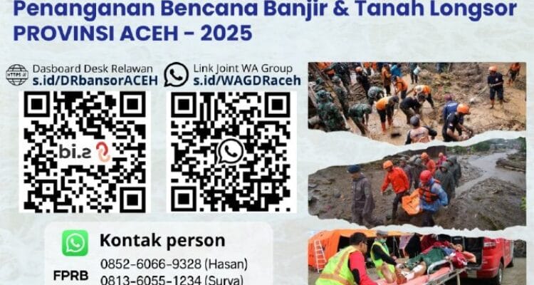 Desk Relawan Relawan dari berbagai lembaga kemanusiaan membantu proses pemulihan bencana di Aceh