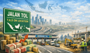 Ilustrasi jaringan jalan tol Indonesia sebagai infrastruktur strategis dan aset bisnis jangka panjang