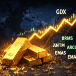 Ilustrasi pergerakan saham emas Indonesia yang berpeluang masuk indeks VanEck Gold Miners ETF GDX seiring kenaikan harga emas global.