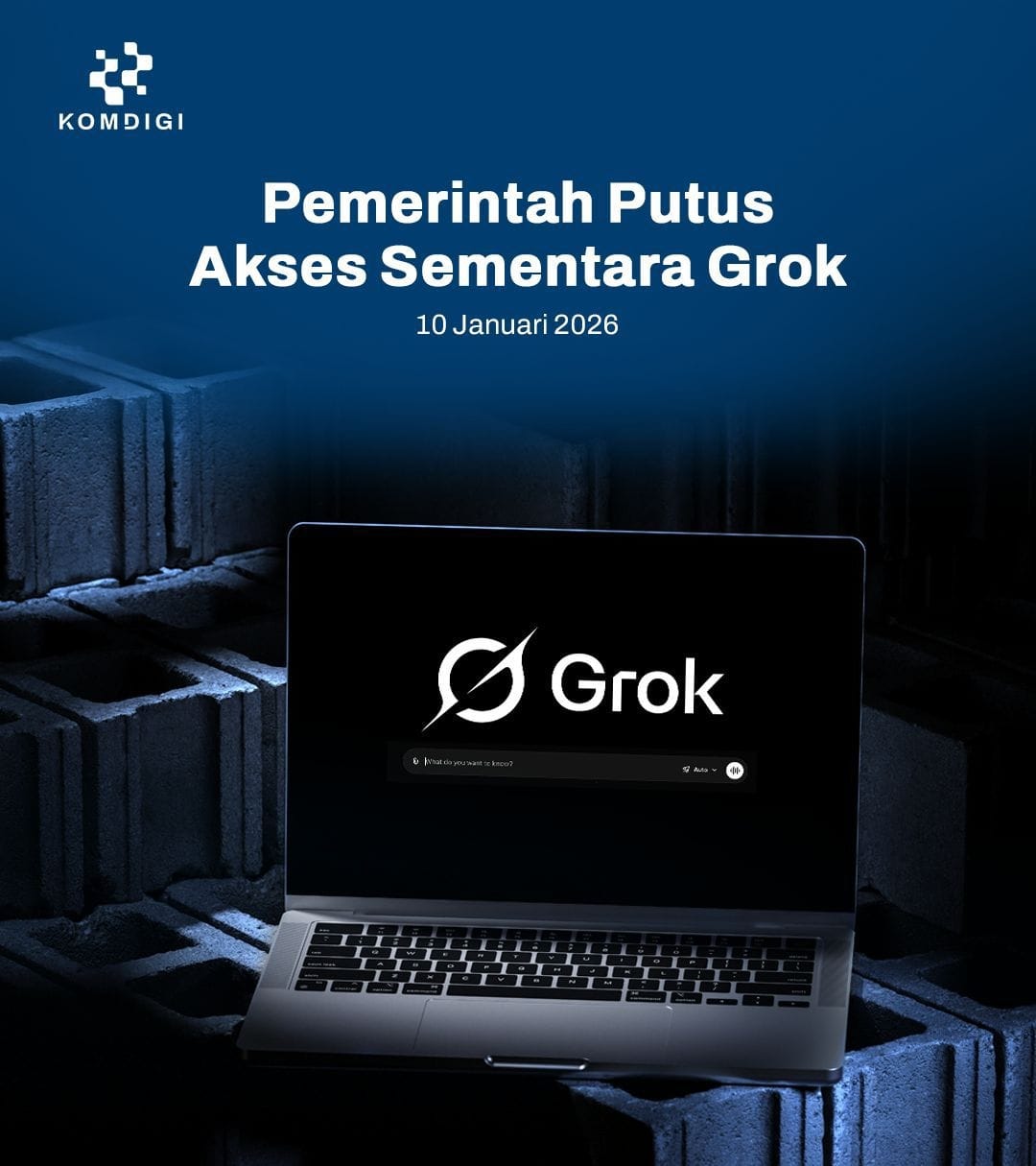 Ilustrasi pemblokiran Grok di Indonesia terkait penyalahgunaan AI deepfake untuk pembuatan konten seksual nonkonsensual.