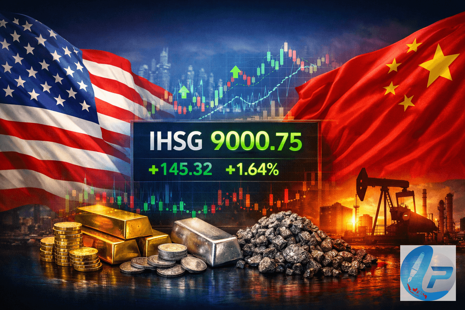 Layar perdagangan Bursa Efek Indonesia menampilkan IHSG rekor 9000 secara intraday