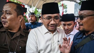 Yaqut Cholil Qoumas saat kegiatan resmi Kementerian Agama terkait korupsi kuota haji.