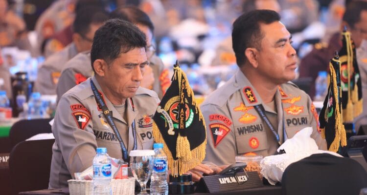 Kapolda Aceh menghadiri Rapim Polri 2026 di Jakarta bersama Kapolri dan jajaran pejabat utama Mabes Polri.