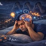 Ilustrasi seseorang mengalami insomnia karena terlalu memaksa tidur pada malam hari.