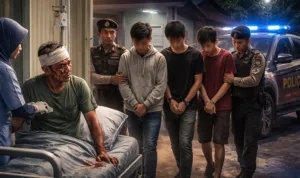 Keadaan malam di Desa Babah Rot Korban pengeroyokan warga Babah Rot Nagan Raya dirawat di rumah sakit.