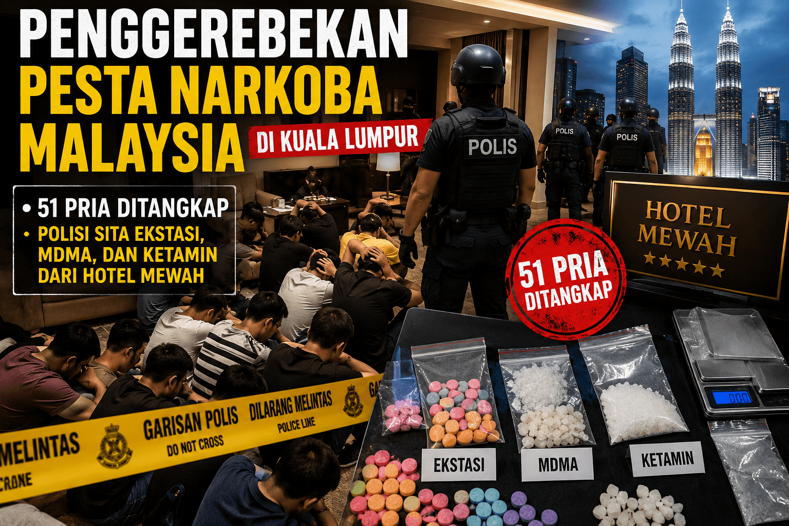 Ilustrasi Pengerebekan Penggerebekan Pesta Narkoba Malaysia